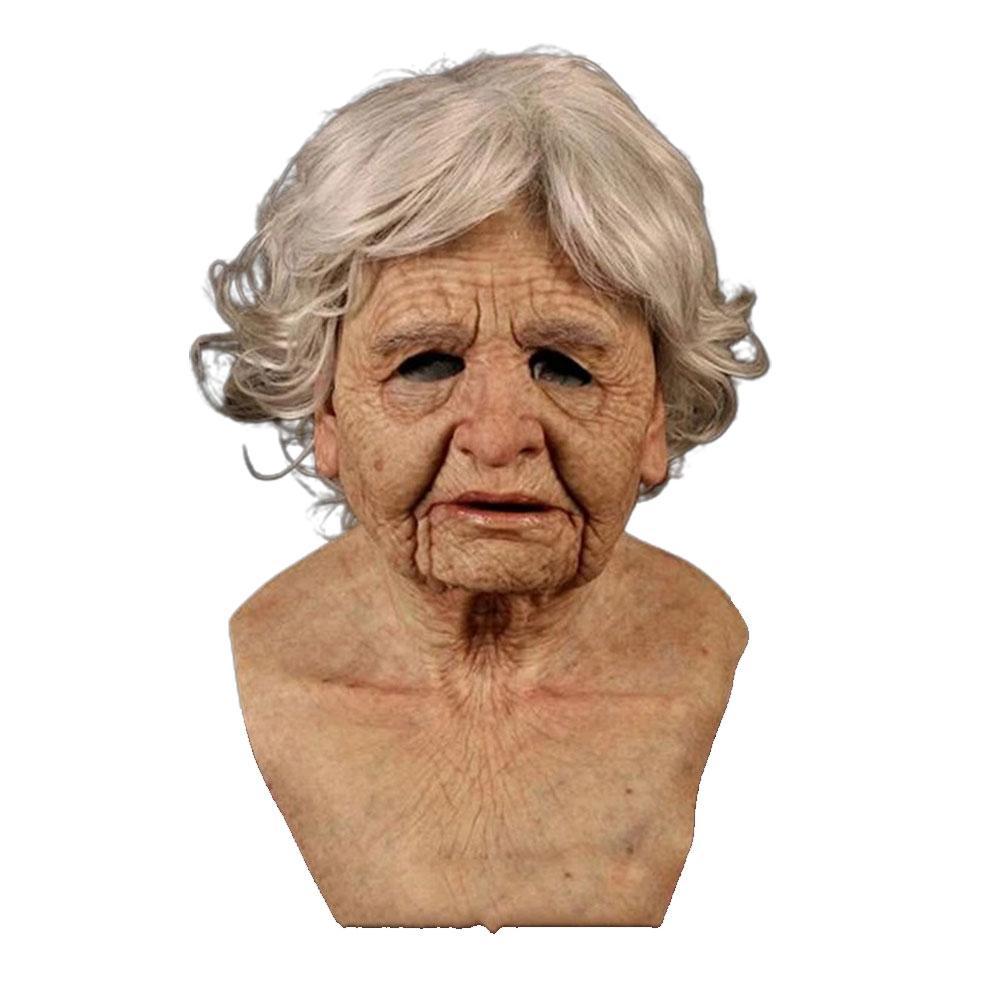 Halloween Masquerade Cosplay Old Bald Grandpa And Grandma Beard Old Scary Party Mask Man And Women Party Props Mask  Horror Mask