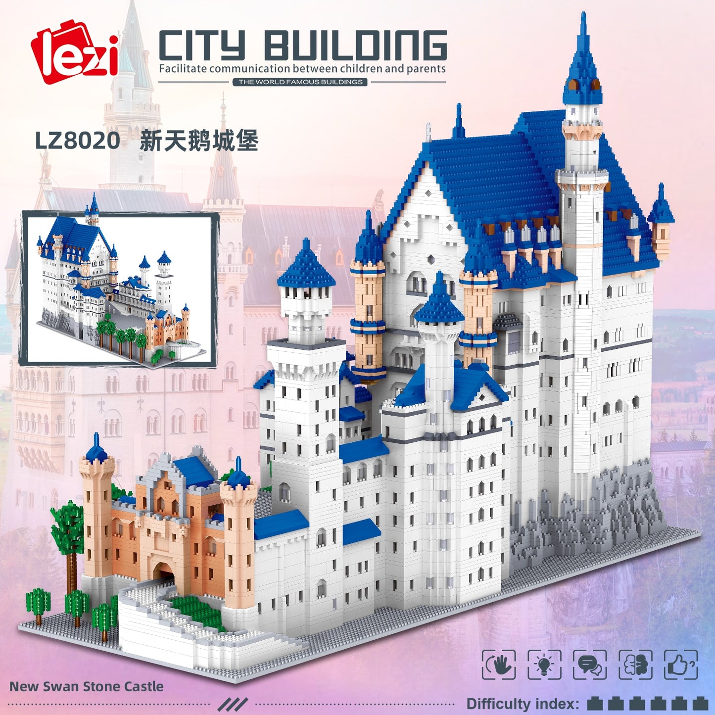 Neuschwanstein Castle Princess Building Blocks Kit