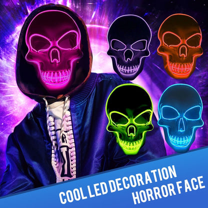 Neon LED Light-up Skeleton Halloween Mask