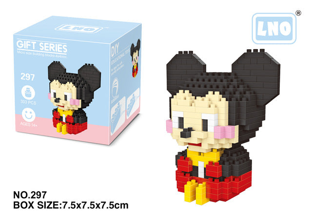 Disney building blocks Bricks assembly Mickey Mouse Minnie Donald Duck Pooh Bear Anime Mini Action Figures Heads Toys kids Gifts