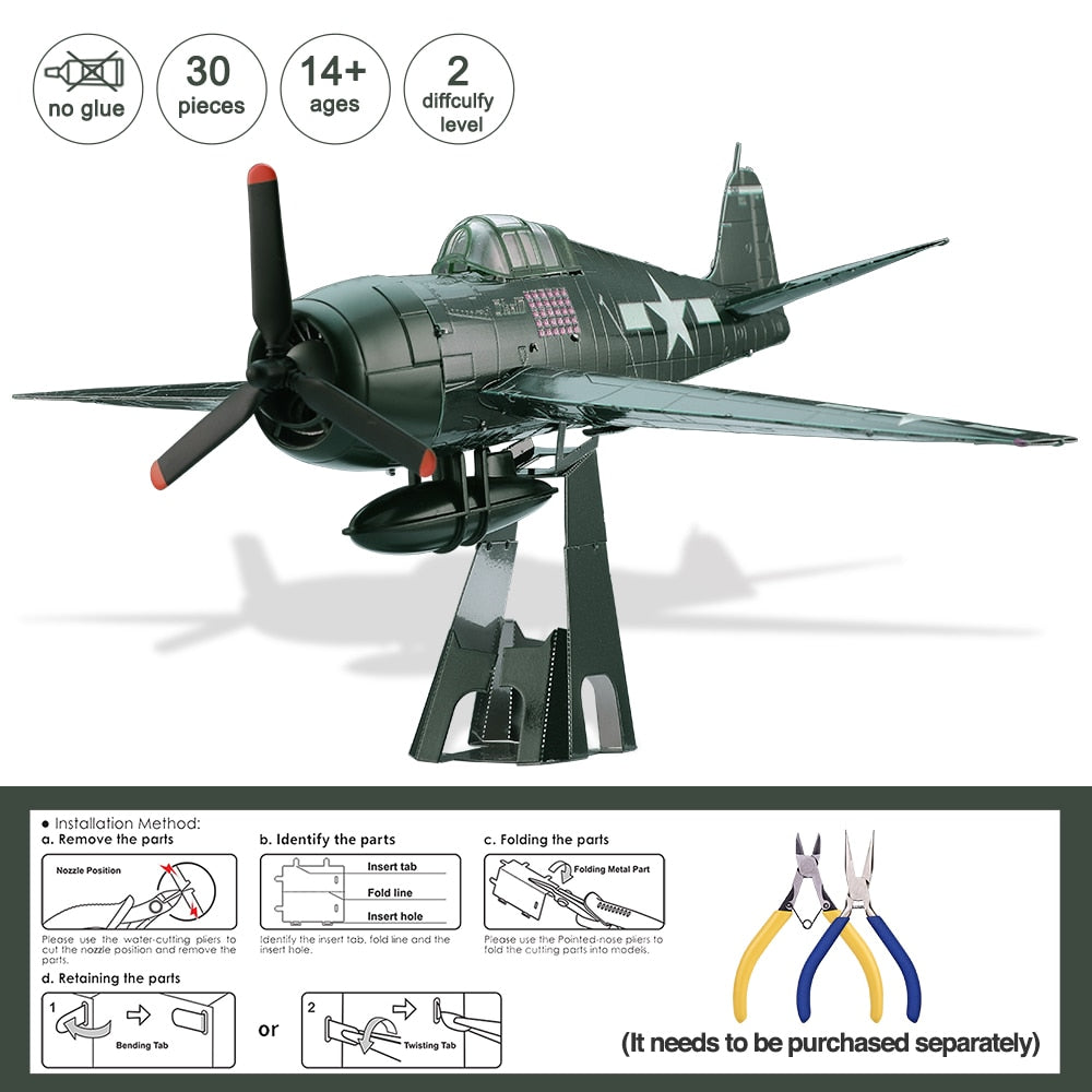 GRUMMAN F6F HELLCAT 3D Metal Puzzle  Model Kit