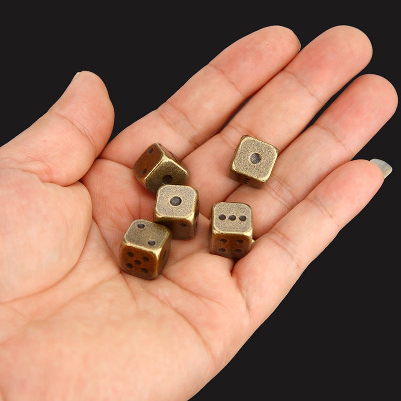 5 PCS/Set Gold/Silver Metal Funny Dice Standard Six Sided Decider Board Game Acessorios 13mm