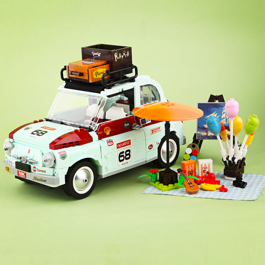 Technical Creative Camper Mini Van Building Blocks MOC City Sports Car Trailer Model Bricks With Scene Assembling Toy Gift Set