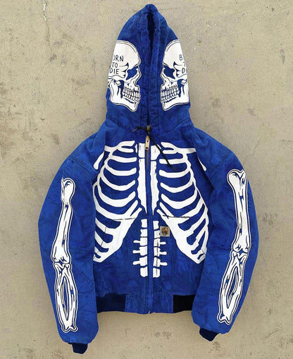 Men's Skeleton Hoodie Full Face Zip