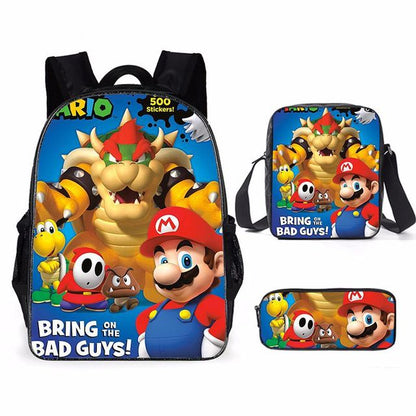 Super Mario Bro Sonic Children School Bag Backpack