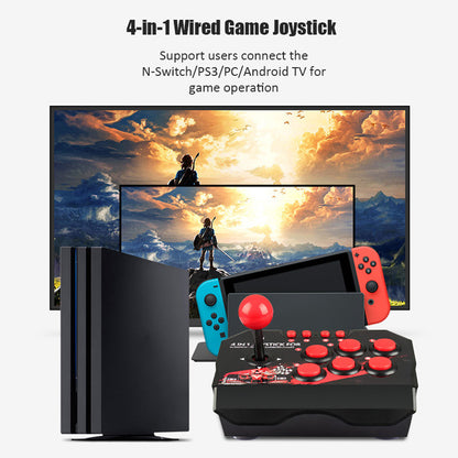 4-in-1 USB Wired Game Joystick Arcade Controller for PS3/Switch/PC/Android TV