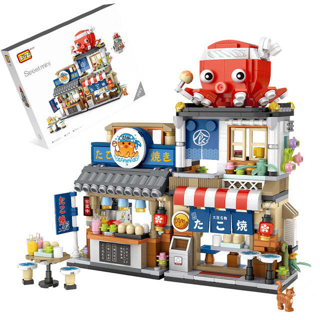 New LOZ Creative Sea Fish Food House Model Building Block MOC Retail Store With Figure Dolls Bricks Sets Boys Toys Kids Gifts