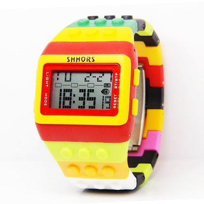 Colorful Digital Watch and Building Block Capable