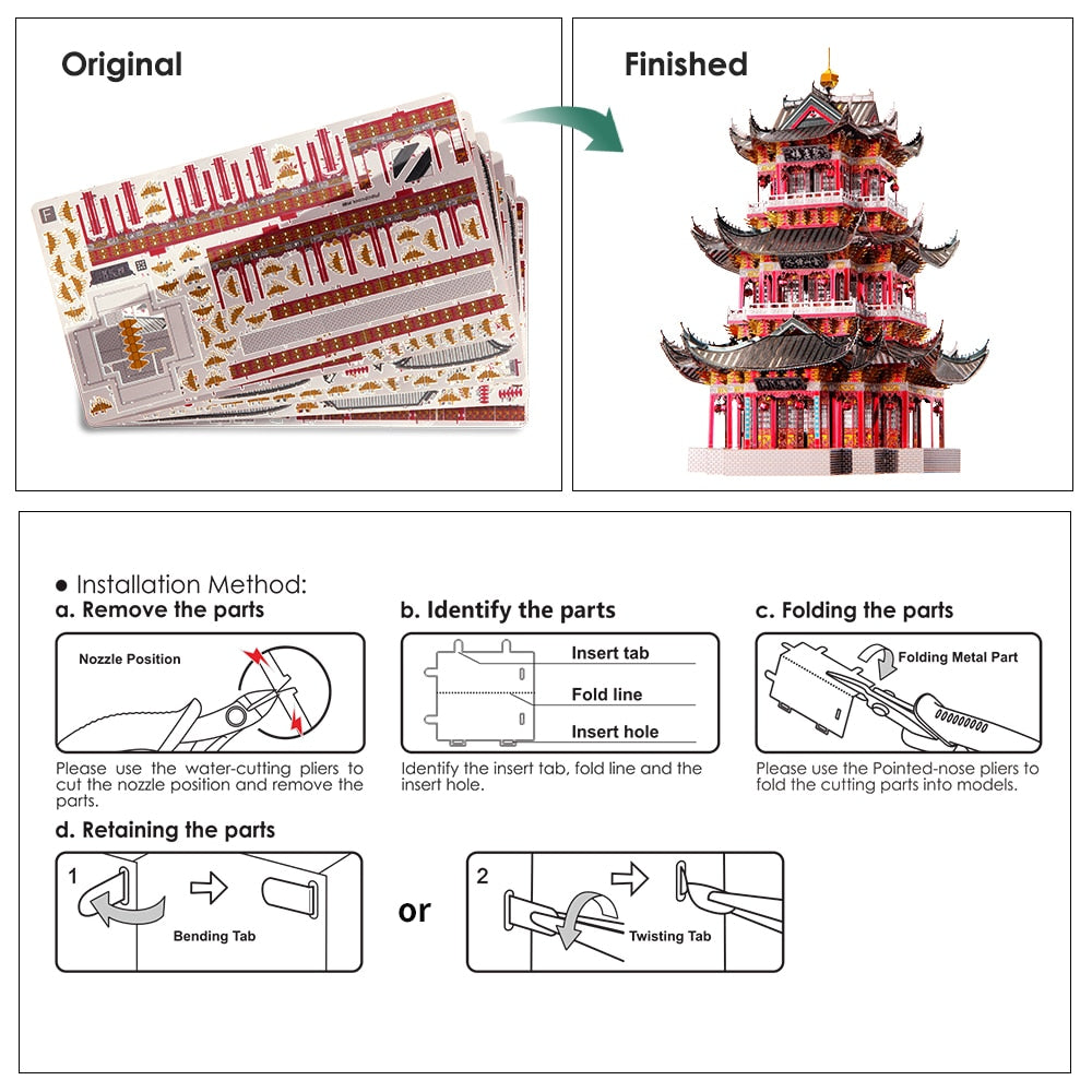 Juyuan Tower 3D Metal Model Building Kit