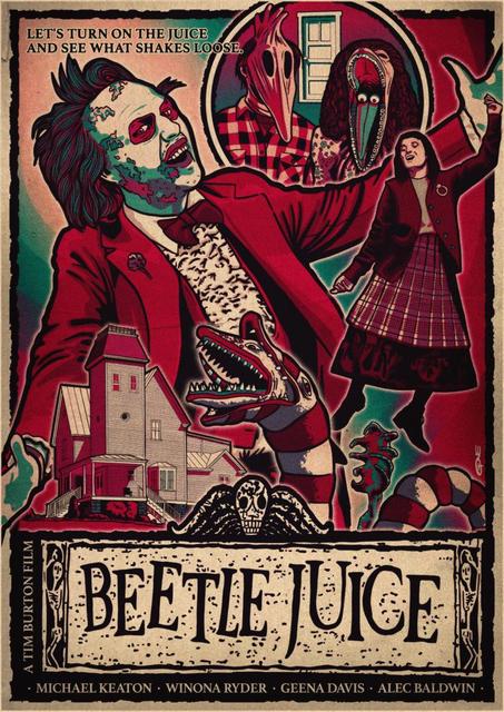 27 Designs Beetlejuice Kraftpaper Poster Alternative Art Painting Funny Wall Sticker for Coffee House Bar