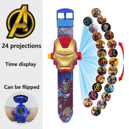 17 Style Disney Cartoon Children Watch 3D Projection Cartoon Superheroes Spider-man Iron Man Digital Watches Children Watch Toy