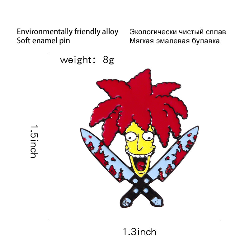 Meme Sideshow Bob Enamel Pins Double Dagger TV show Cartoon character nternet brooch cute Enamel pins For Friends Fans