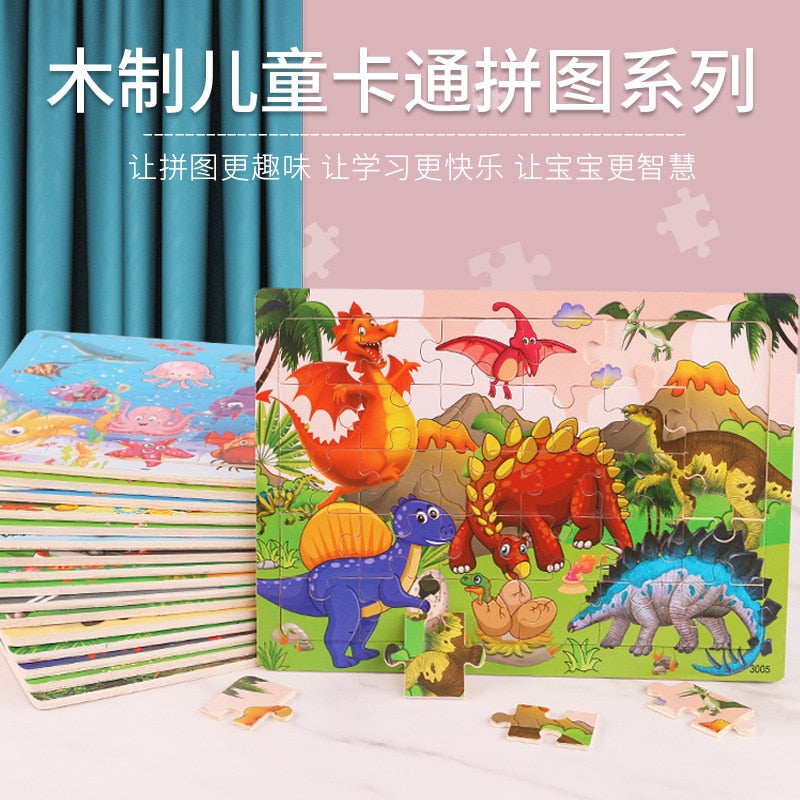 Wooden 30pc Animal Puzzles for Children