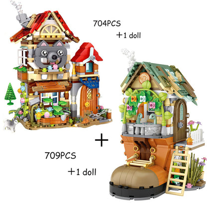 New LOZ Creative Sea Fish Food House Model Building Block MOC Retail Store With Figure Dolls Bricks Sets Boys Toys Kids Gifts