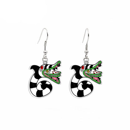 Beetlejuice Characters Handmade Epoxy Acrylic Fish Hook Dangle Earrings