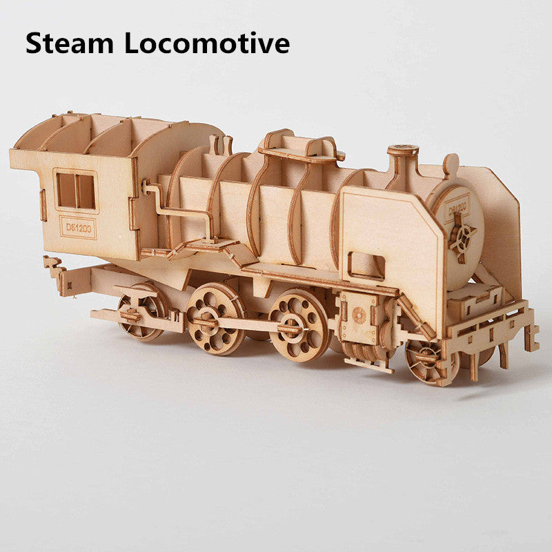 Steam Locomotive Train Wooden Puzzle Model Kit