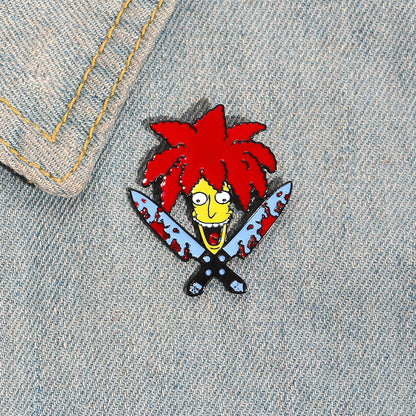 Meme Sideshow Bob Enamel Pins Double Dagger TV show Cartoon character nternet brooch cute Enamel pins For Friends Fans