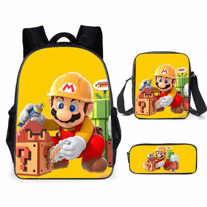 Super Mario Bro Sonic Children School Bag Backpack