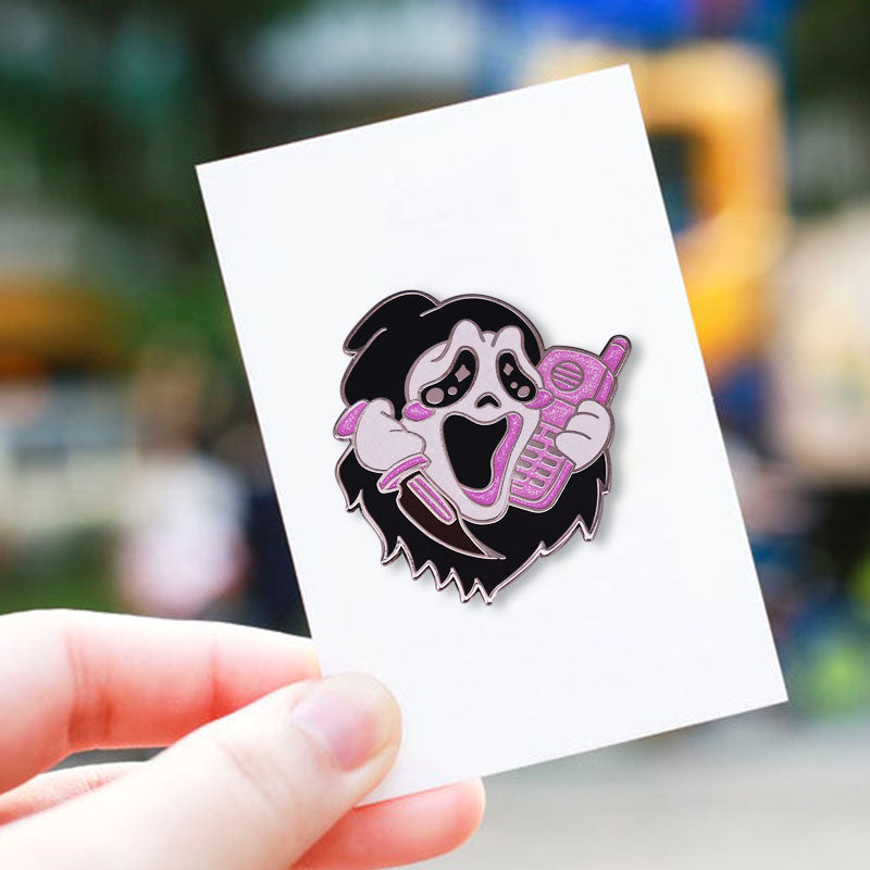 Scream Scary Movie Enamel Pin Glitter Pink