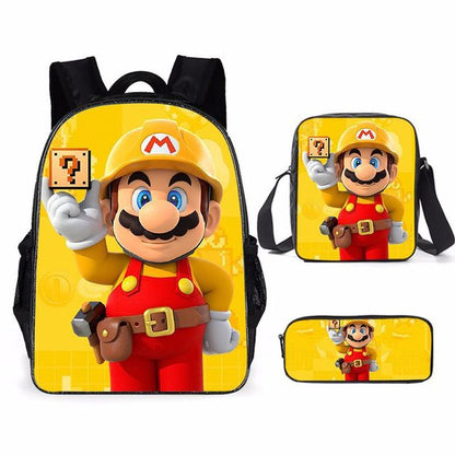 Super Mario Bro Sonic Children School Bag Backpack