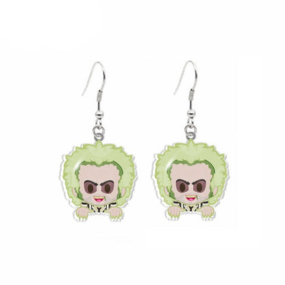 Beetlejuice Characters Handmade Epoxy Acrylic Fish Hook Dangle Earrings