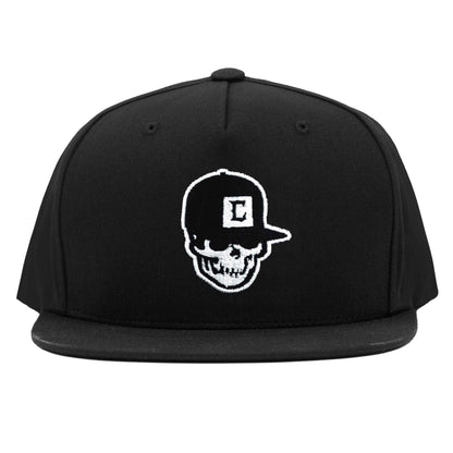 Embroidered smiling skull with Big C hat on snapback! This Cruise Coffin logo is inspired by Powell Peralta Skateboards and Eazy E NWA Crew!