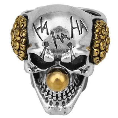 Silver Joker Skull Ring