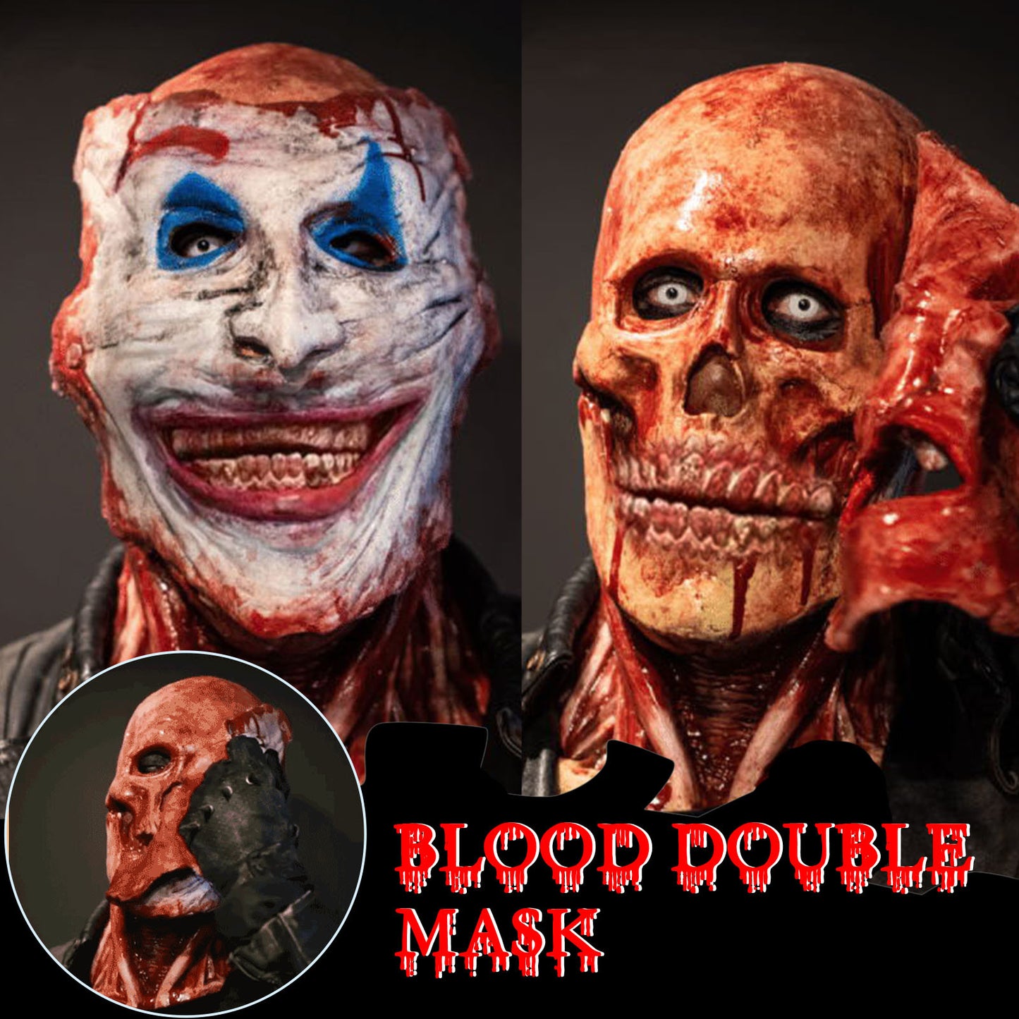 Rip Off Halloween Mask Terror Skull Double Layer Latex