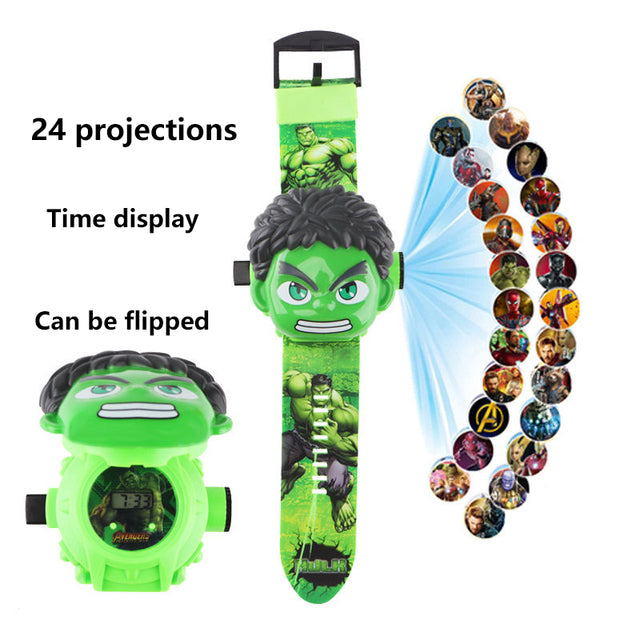 17 Style Disney Cartoon Children Watch 3D Projection Cartoon Superheroes Spider-man Iron Man Digital Watches Children Watch Toy