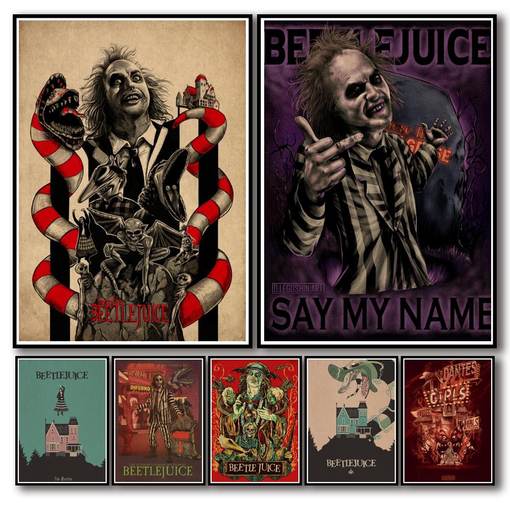 27 Designs Beetlejuice Kraftpaper Poster Alternative Art Painting Funny Wall Sticker for Coffee House Bar