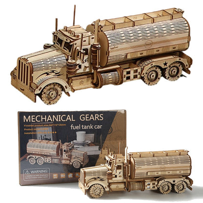 Wooden 3D Diesel Tanker Truck Building Blocks