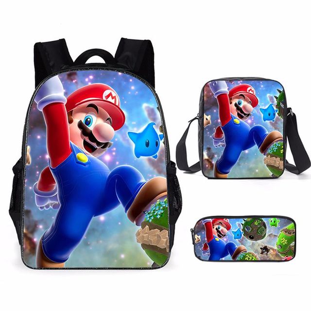 Super Mario Bro Sonic Children School Bag Backpack