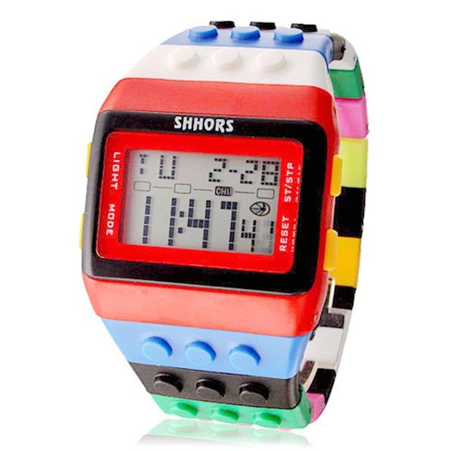 Colorful Digital Watch and Building Block Capable