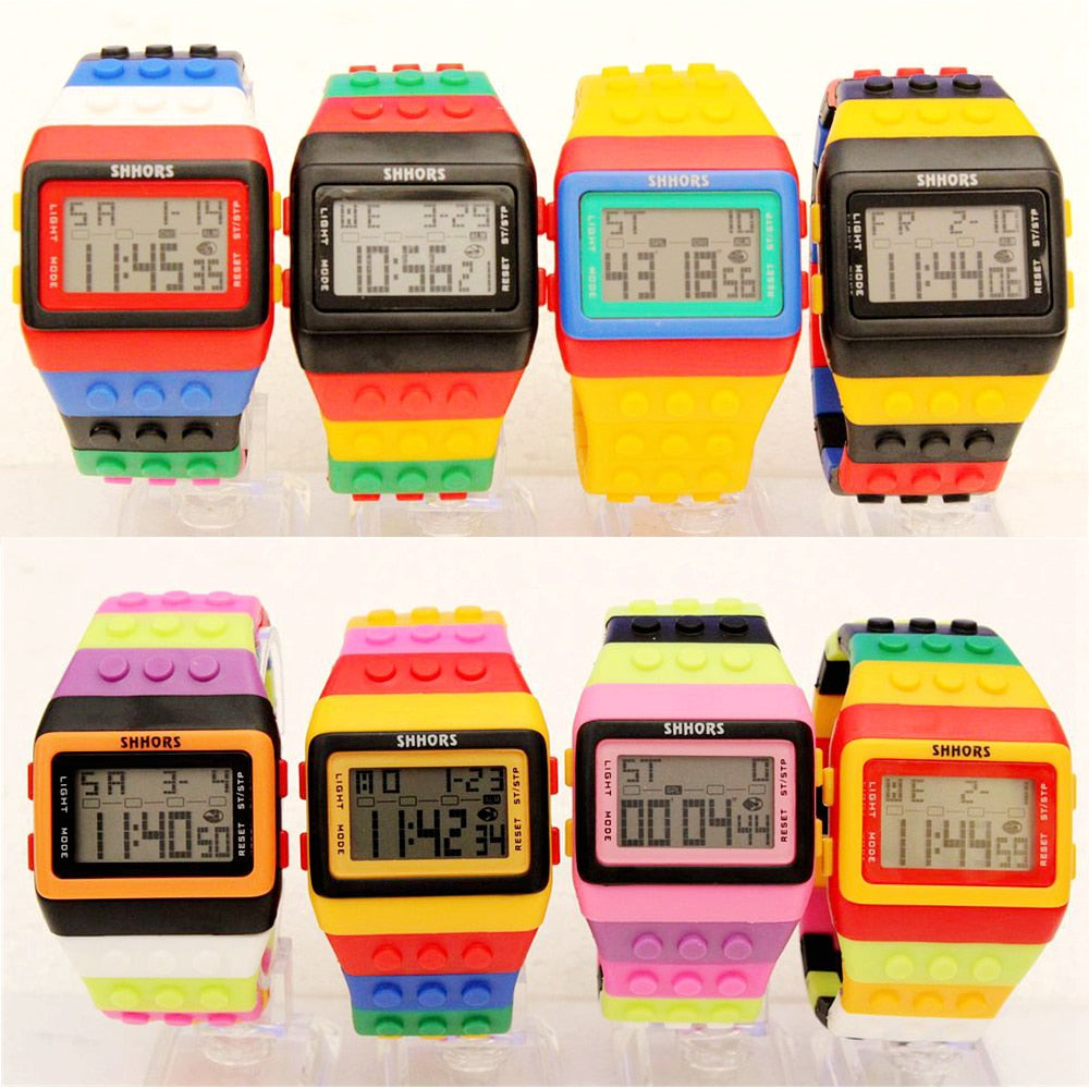 Colorful Digital Watch and Building Block Capable