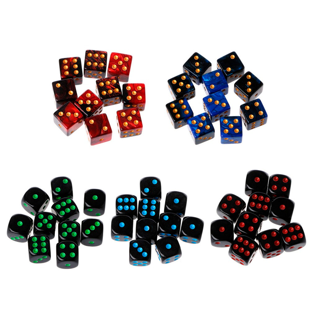 10pcs 15mm Multicolor Acrylic Cube Dice Beads Six Sides Portable Table Games Toy