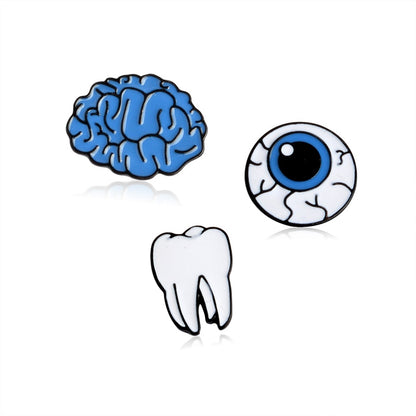 Eyeball Brain and Tooth Enamel Pins