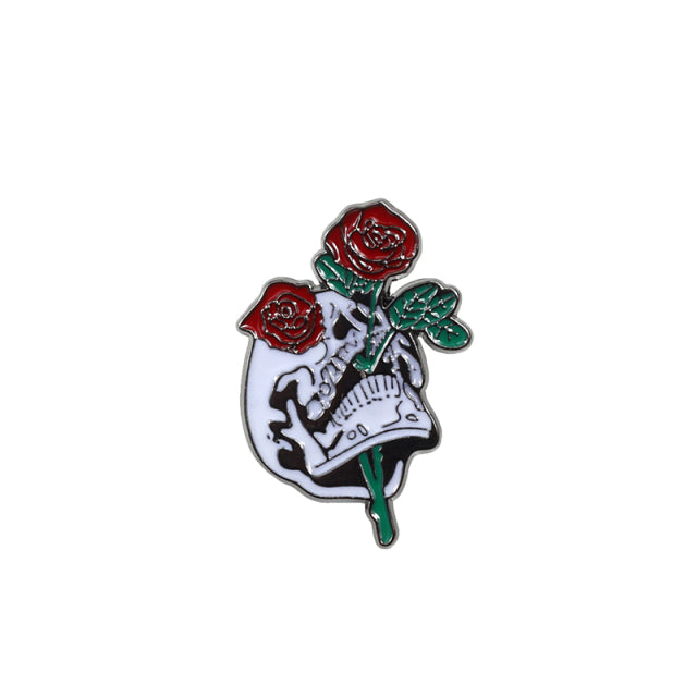 Punk Music Lover DJ Skull Enamel Pin Guitar Gothic Dark Skeleton Brooch HARD TIMES Letter Lapel pins Backpack Badge Jewelry gift