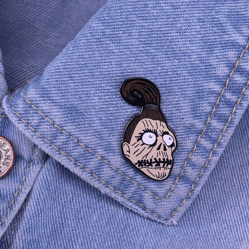 Beetlejuice Shrunken Head Enamel Pin