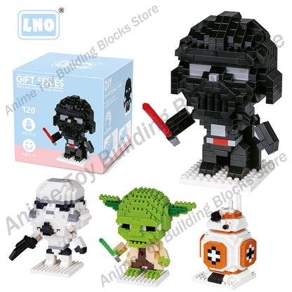 Star wars building blocks Bricks assembly Black warrior Master Yoda Anime Mini Action Figures Heads Toys kids Birthday Gifts