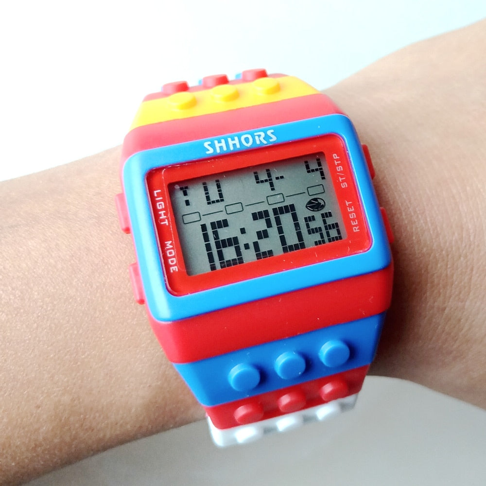 Colorful Digital Watch and Building Block Capable