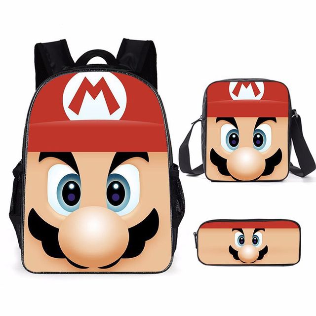 Super Mario Bro Sonic Children School Bag Backpack