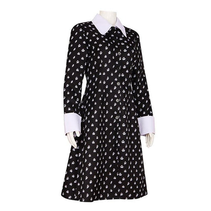 Wednesday Addams Black Dresses White Collar Costume