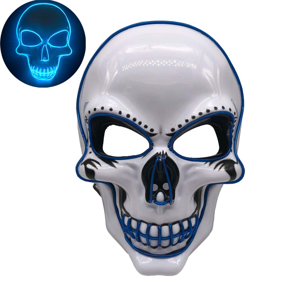 Neon LED Light-up Skeleton Halloween Mask