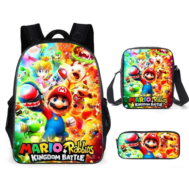 Super Mario Bro Sonic Children School Bag Backpack