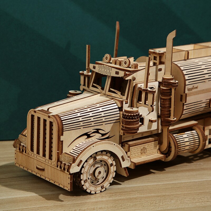 Wooden 3D Diesel Tanker Truck Building Blocks