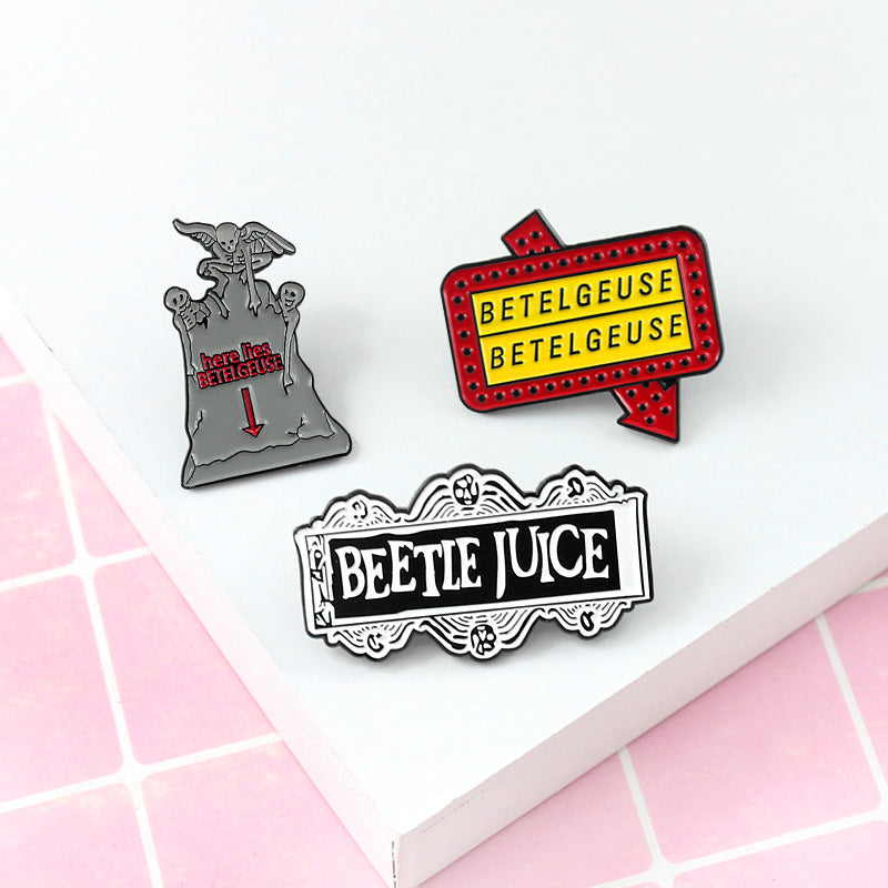 2019 Fashion Beetlejuice Enamel Pin Thriller comedy badge brooch Gothic Punk Movie Jewelry Gift for friends bag shirt trinket