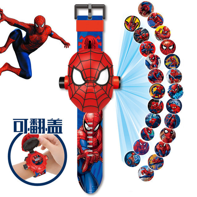 17 Style Disney Cartoon Children Watch 3D Projection Cartoon Superheroes Spider-man Iron Man Digital Watches Children Watch Toy