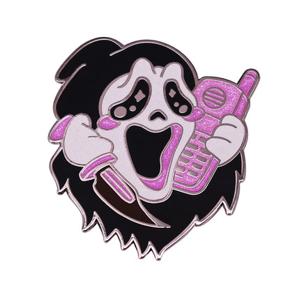 Scream Scary Movie Enamel Pin Glitter Pink