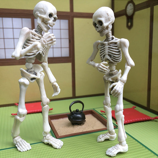 9cm Movable Mr. Bones Skeleton Human Model Skull Full Body Mini Figure Toy Halloween Party Decor Action Figures Statu Skeleton