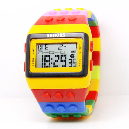 Colorful Digital Watch and Building Block Capable